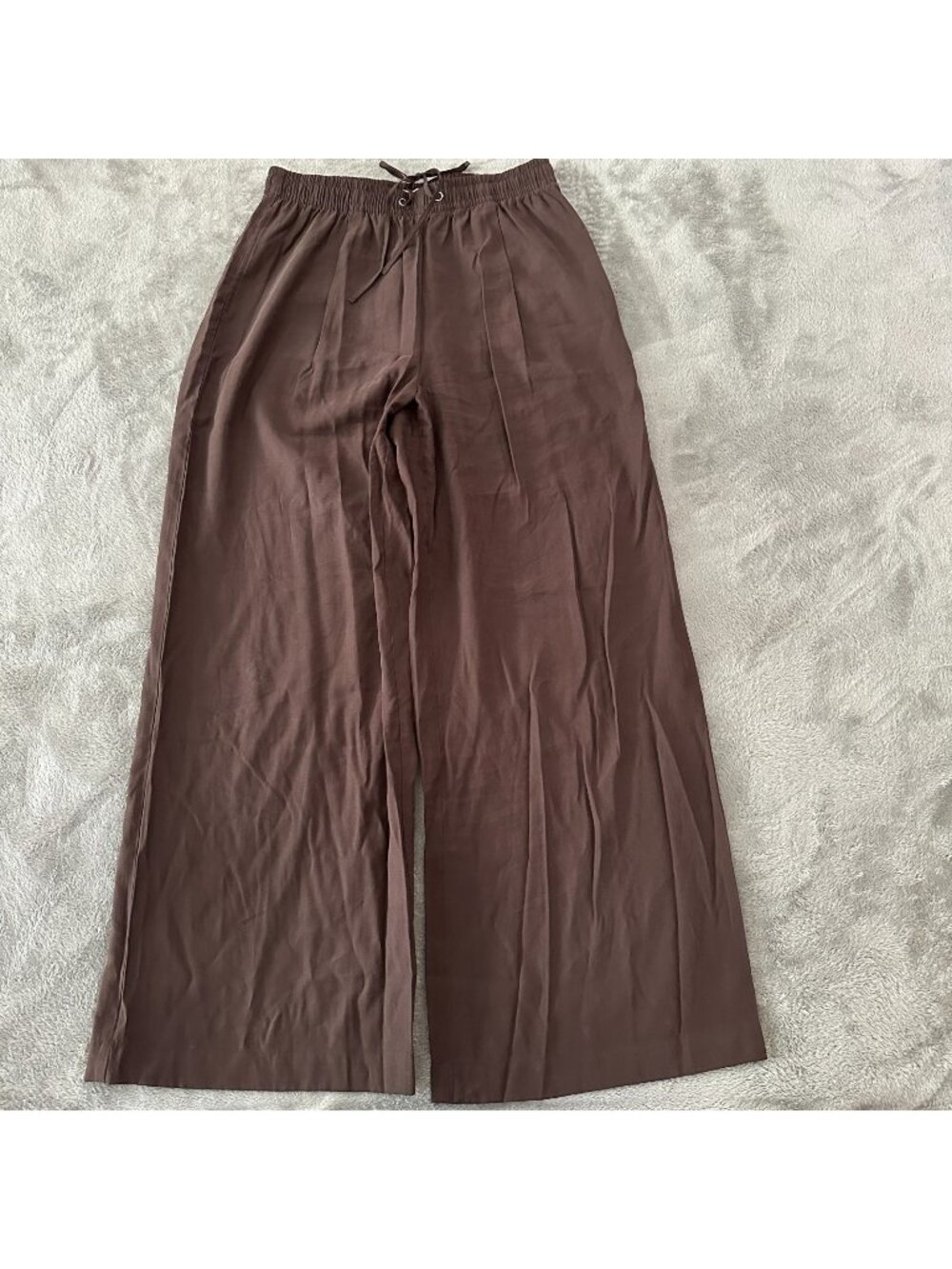 American Tall Brown Pull On Wide Leg Pants Size LARGE Long